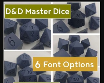 D&D Master Dice - Wählen Sie Ihre Schriftart - Stellen Sie Ihr eigenes Würfelset zusammen - Blanks Würfelset - Ideal für DnD Würfel-Formenbau