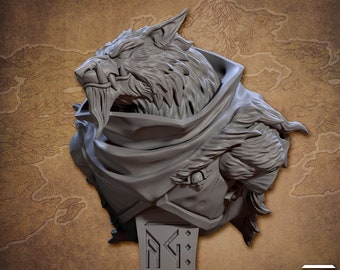 Buste Captain Fenrir The Wulfheart, héros épique, loup-garou, guilde des artisans