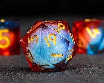 Dnd dice set liquid core for role playing games / red liquid core d&d dice / liquid core dice set for dnd gifts / dnd dice set resin