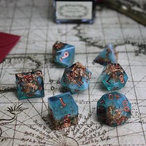Golden Ocean DnD Dice Set / Cute Dice / Sharp Edge Dice for D&D / Dice for Dungeons and Dragons / TTRPG Dice