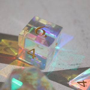 Dés en verre tranchant, jeu de dés D&D, jeu de dés polyédriques, dés en cristal à prisme dichroïque Donjons et Dragons image 10