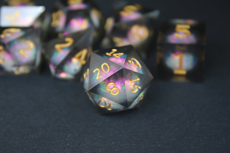 Dados de borde afilado, Estrella negra, Vacío galaxia, Dados de núcleo líquido, Conjunto de dados DnD, Conjunto de dados poliédricos, Conjunto de dados de mazmorras y dragones imagen 1