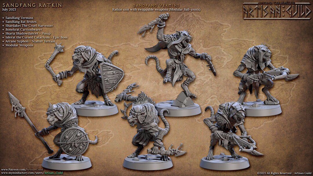 Ratkin Troops, Skaven Proxy Dnd 32mm Miniatures, Sandfang Ratkins ...