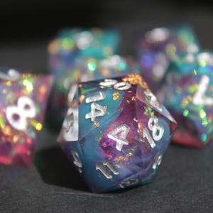 Golden Petals Würfelset / Verträumtes Würfelset / Süßer Würfel / Muschelwürfel für D&D / Würfel für Dungeons and Dragons / TTRPG Würfel