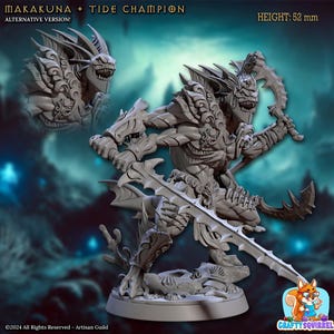 Makakuna Tide Champion Miniatur: 32 mm D&D Sahuagin Krieger