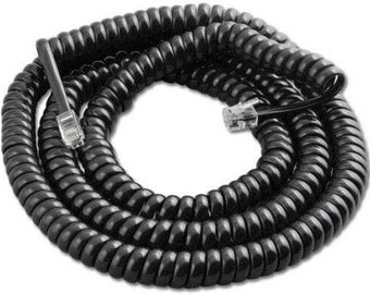 25ft Black Modular Telephone/Phone Handset Coil Cord