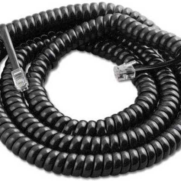 25ft Black Modular Telephone/Phone Handset Coil Cord