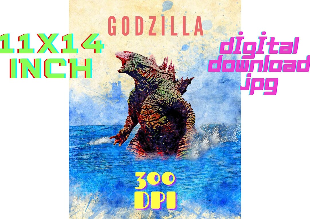 Godzilla Printable Wall Art Digital Print Godzilla Wall Art Etsy