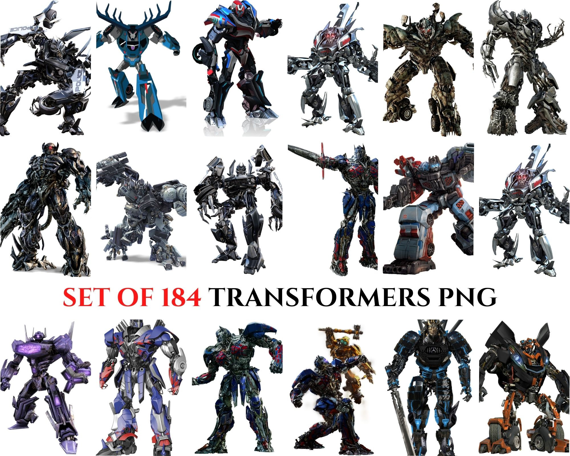 Set 184,transformers PNG, Transformers Clipart PNG, Transformers Bundle