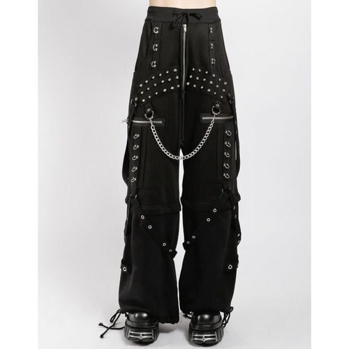 Gothic Black Cargo Punk Pants With Chains and Cargo Pockets Etsy
