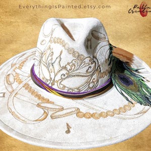 Hand Painted Fedora Hat Peacock - Etsy display picture 1