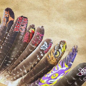 Hand-Painted College Team Feather: Unique Game Day Hat Accessory