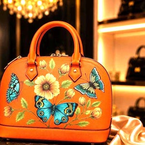 Hand Painted and Butterfly Handbag - Etsy display picture 1