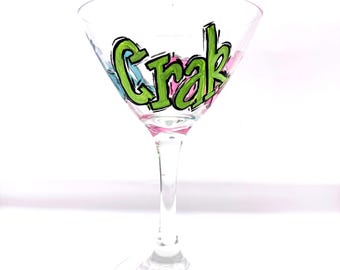 Hand-Painted Mahjong Martini Glass – Crak Bam Dot Design