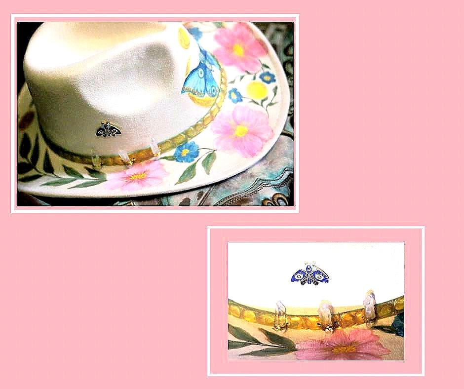 Hand-painted Butterfly Cowboy Hat: Floral Boho Western  display picture 1