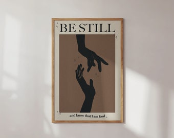 BE STILL (brown) | Digital Download | Modern Christian Print | Christian Aesthetic Art Print | Christian Quote Art Print