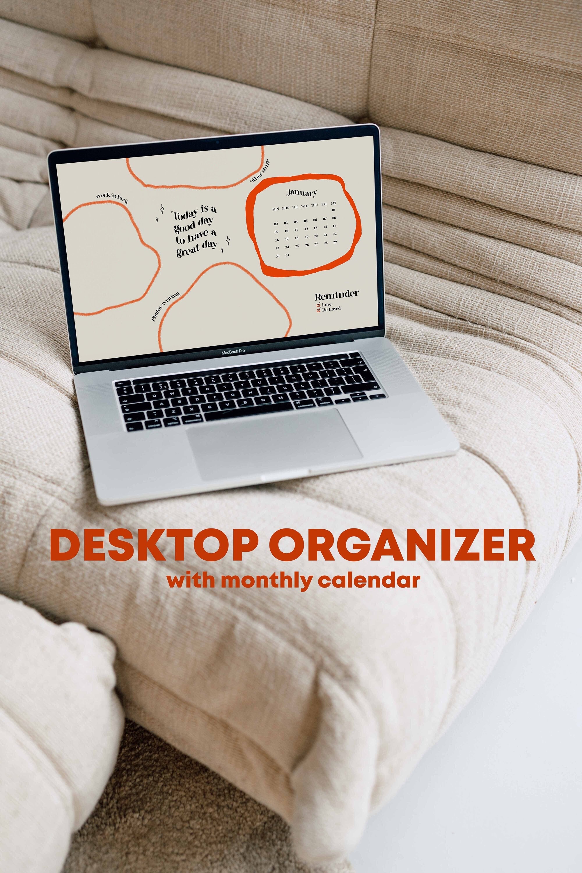 DESKTOP ORGANIZER Minimalist Desktop Wallpaper Calendar Etsy
