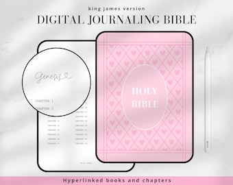 Pink Digital Journaling Bible KJV | Scripture Study tools for iPad, Android, Windows compatible with Goodnotes, Notability, Xodo