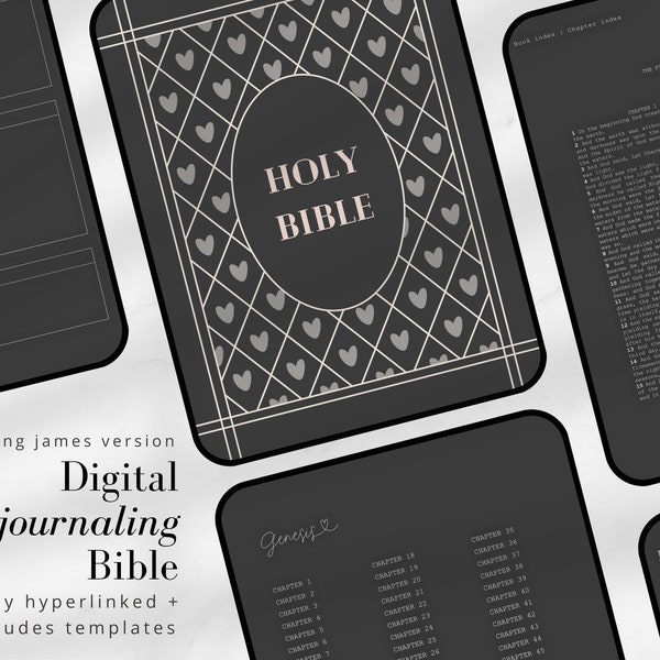 Digital Journaling Bible KJV in dark mode | Scripture Study tools for iPad, Android, Windows compatible with Goodnotes, Notability, Xodo