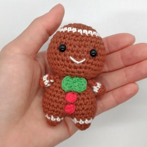 Mini Gingerbread Man Crochet Pattern | Amigurumi Pattern PDF | Amigurumi Keychain Toy Doll Animal Crochet Pattern | Friendly Amigurumi