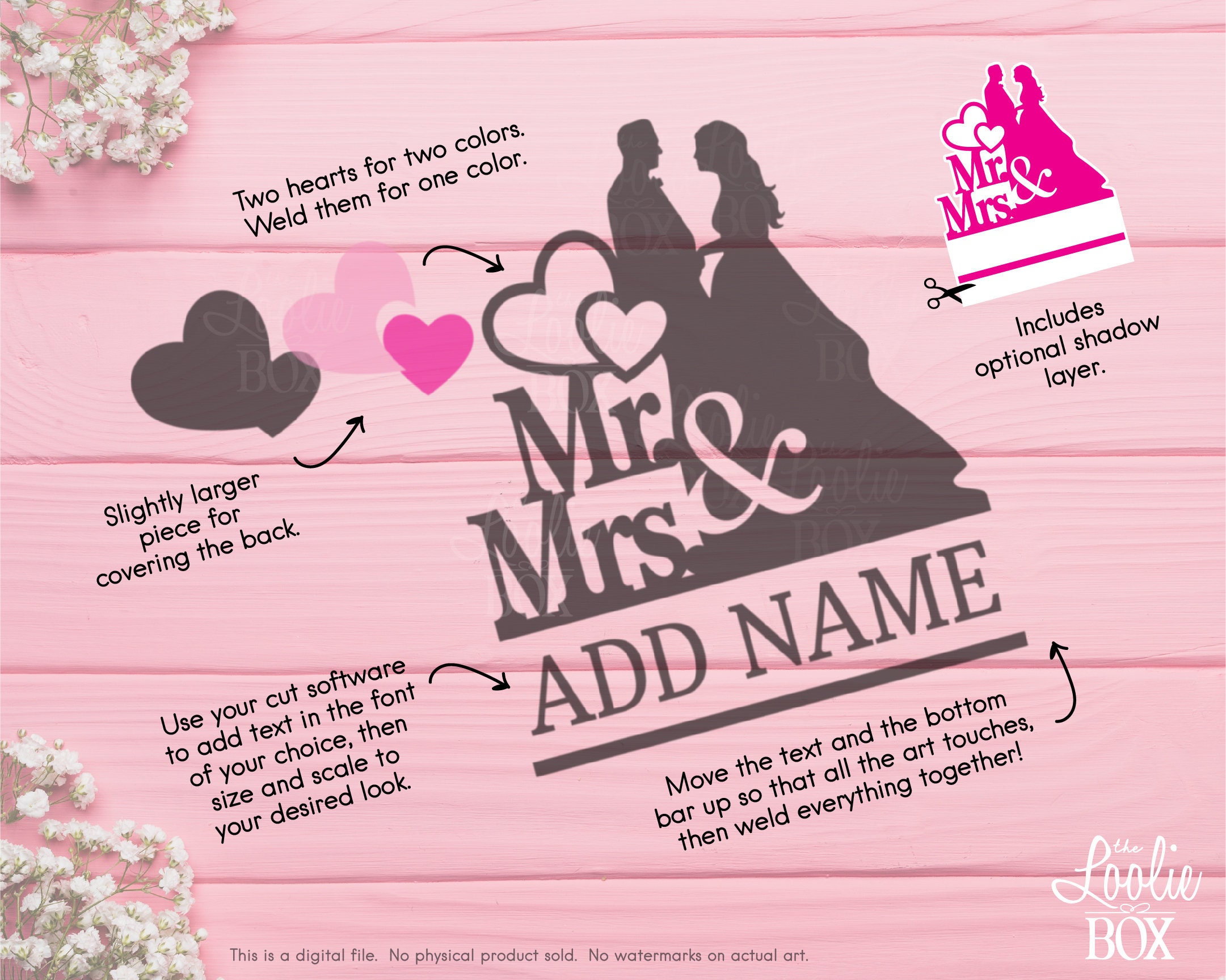Mr & Mrs Cake Topper SVG - Mr and Mrs Wedding Cake Topper - Wedding SVG ...