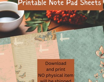 Butterfly Dreams Printable Notepad Lined Unlined 8.5x11 US Letter Download and Print