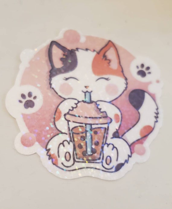 Calico Cat and Bubble Tea | Vinyl Sticker Calico Cat and Bubble Tea | Vinyl Sticker