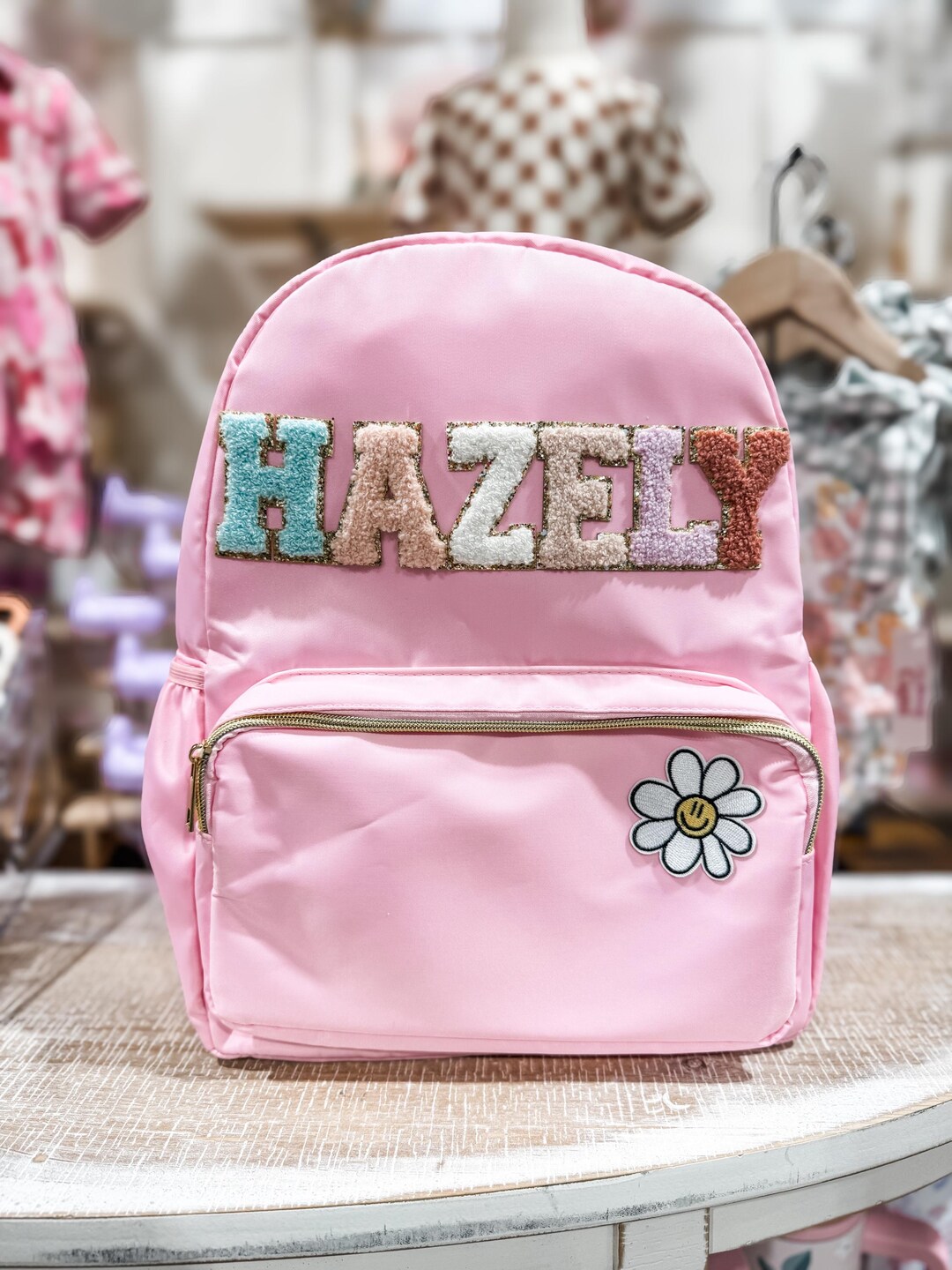 Personalized Chenille Letter Patch Backpack Book-bag Back to School ...