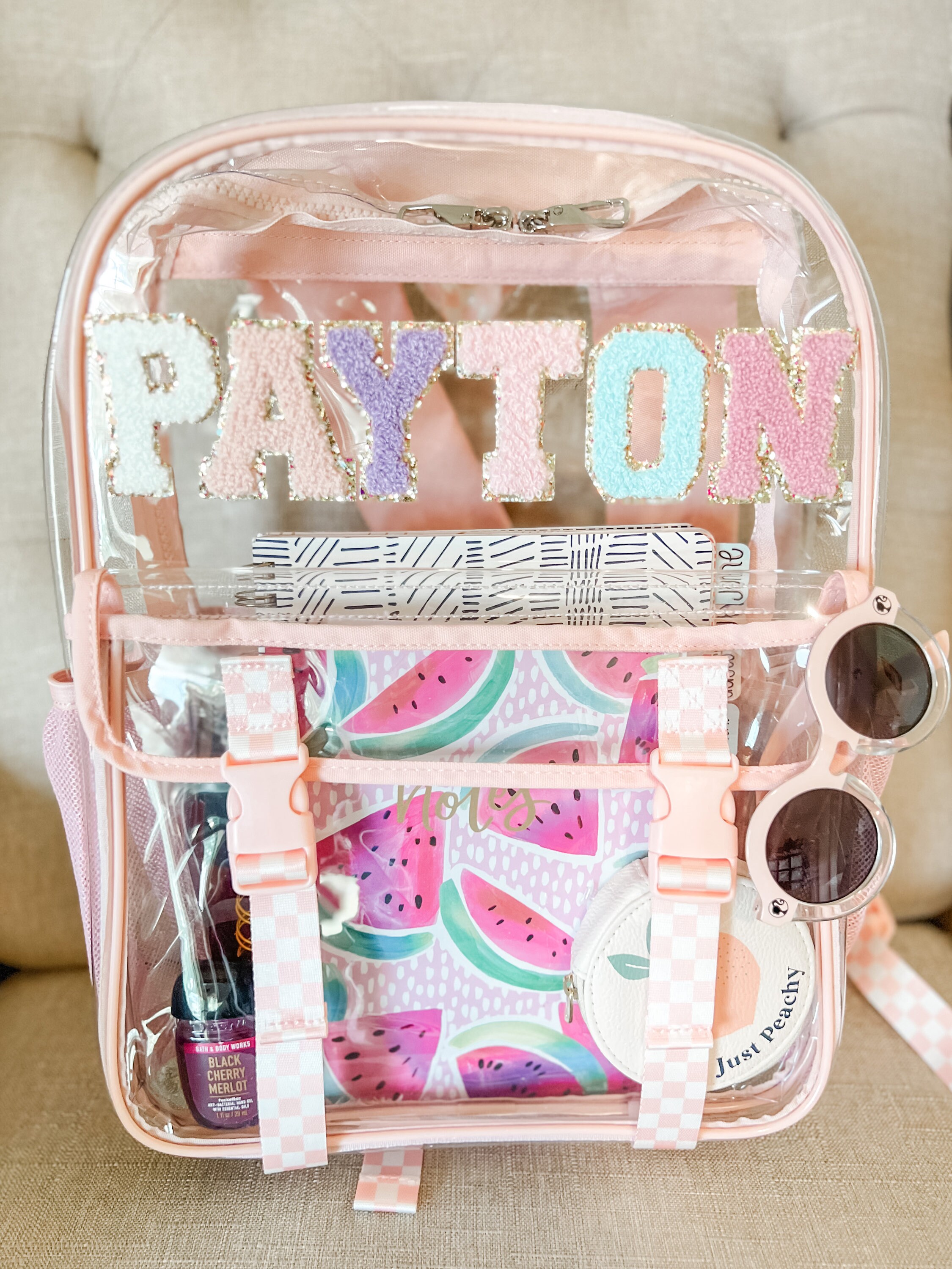 Personalized Chenille Letter Patch Backpack Book-bag Back to School ...