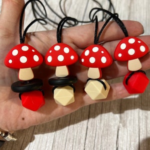 Adult mini Mushroom  Chewelry pendant, adhd, autism, Fidget necklace, sensory necklace, Gothic necklace