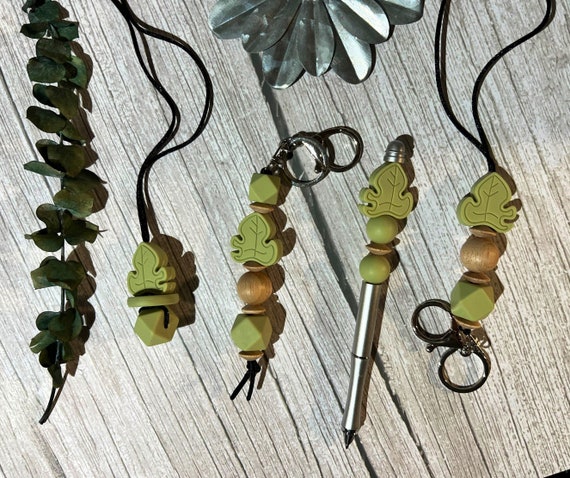 Adult Fidget Mostera Silicone Chewelry pendant gift set, adhd, autism, Fidget necklace, Beaded Pen, Keychain, sensory, Farmhouse necklace