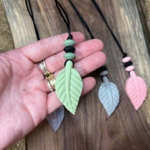 Leaf chewlery pendant, adhd, autism, anxiety necklace, sensory necklace, adult chew necklace, silicone necklace