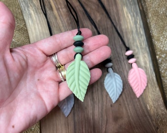 Leaf chewlery pendant, adhd, autism, anxiety necklace, sensory necklace, adult chew necklace, silicone necklace