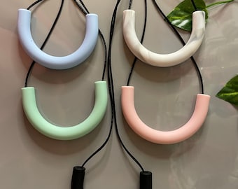U Shaped Ring Chewelry pendant, adhd, autism, anxiety necklace, sensory necklace, adult chew necklace, silicone necklace