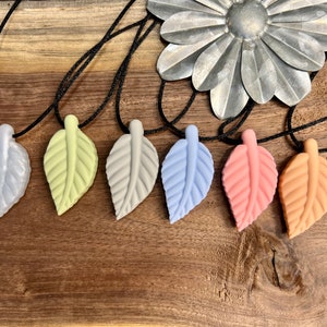 Leaf chewlery pendant, adhd, autism, anxiety necklace, sensory necklace, adult chew necklace, silicone necklace
