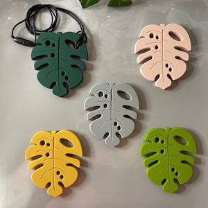 New Monstera leaf Chewelry pendant, adhd, autism, anxiety necklace, sensory necklace, adult chew necklace, silicone necklace