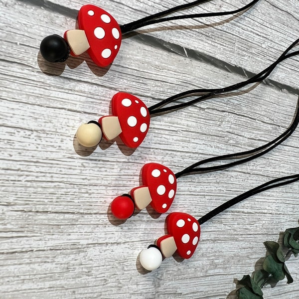 Adult mini Mushroom  Chewelry pendant, adhd, autism, Fidget necklace, sensory necklace, Gothic necklace