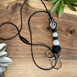Silicone Skeleton hand bead Lanyard, silicone bead lanyard Id badge holder, key Lanyard, badge Lanyard, affirmation gifts