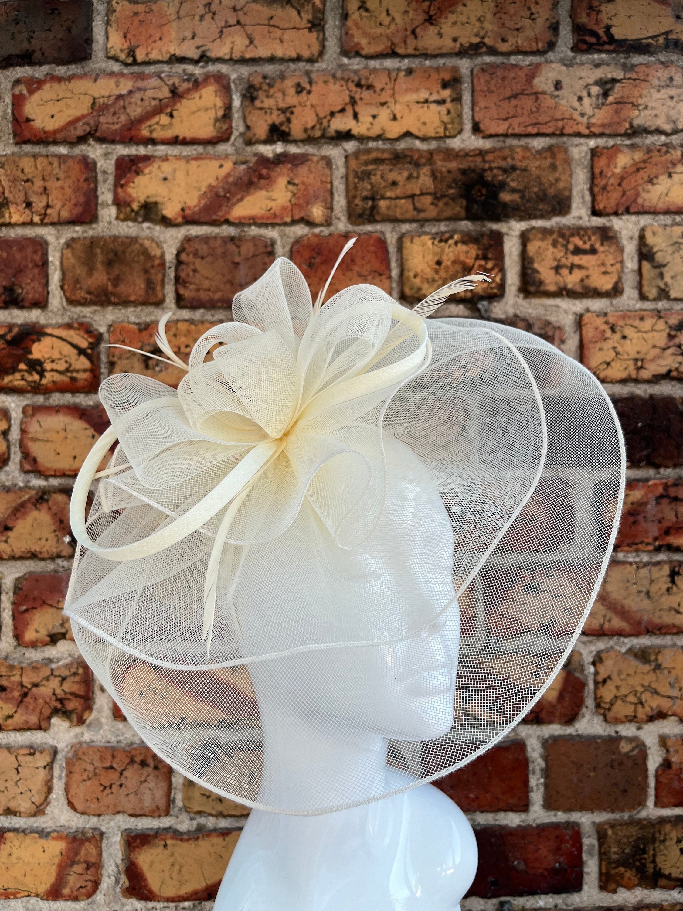 Beautiful Cream Fascinator ivory-floral-large-sinamay-  main image 2