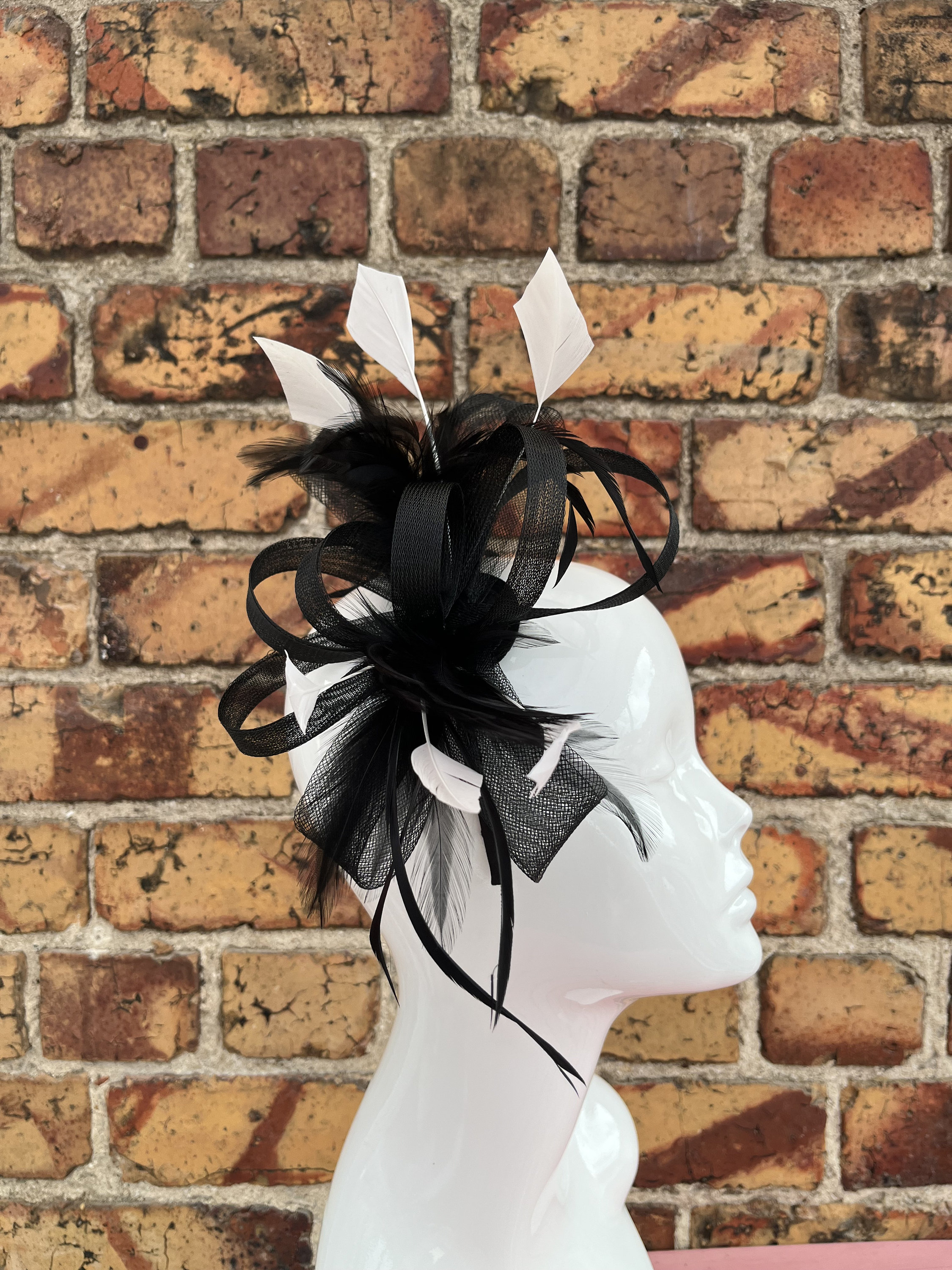 Fascinators Headband with Feather, Black Peacock Feather Fascinator Hat with vintage Jewel Embellishment main image 3