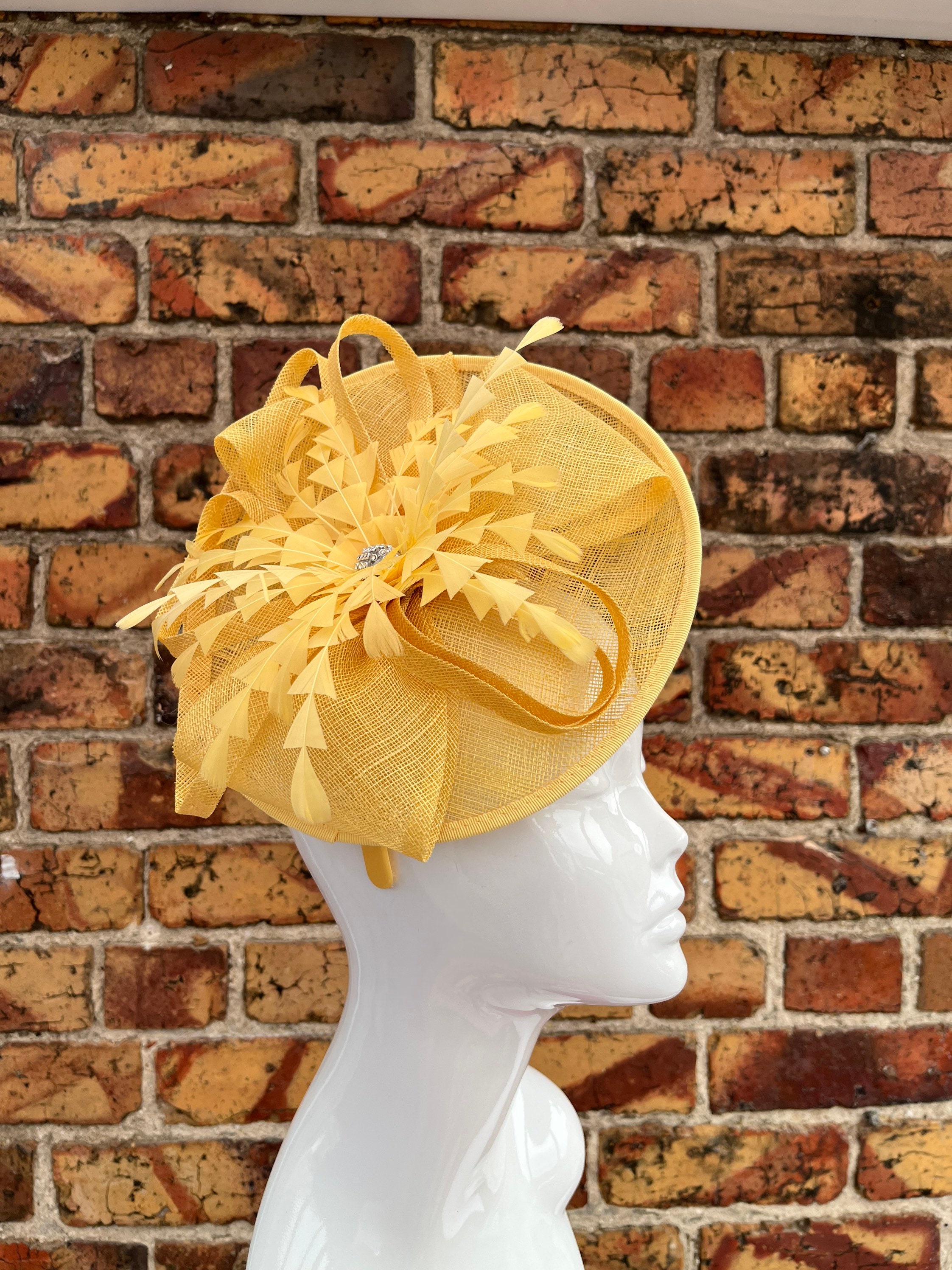 Yellow fascinator Mustard Yellow Saucer Style Fascinator Hat | Mustard Fascinators main image 2
