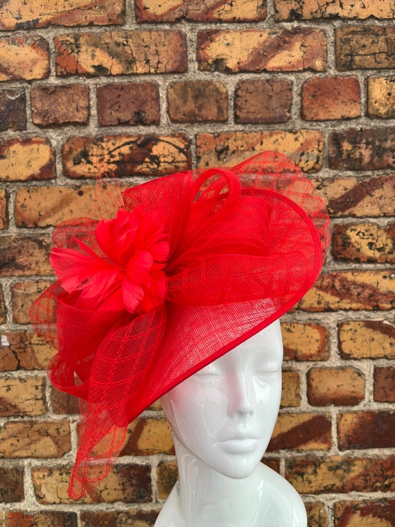 New Large Bright Red Fascinator Headband Hatinator With  display picture 1