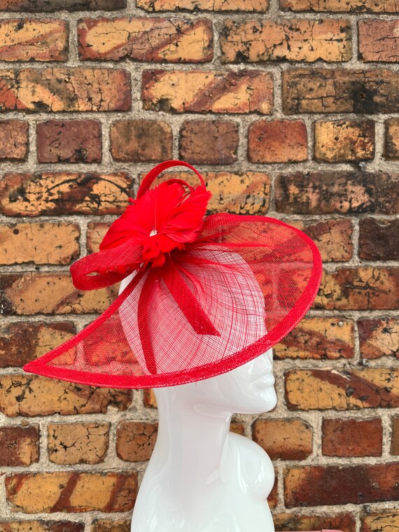 Sheer Red Feather Fascinator Shapoh-April-20238701.jpg main image 4