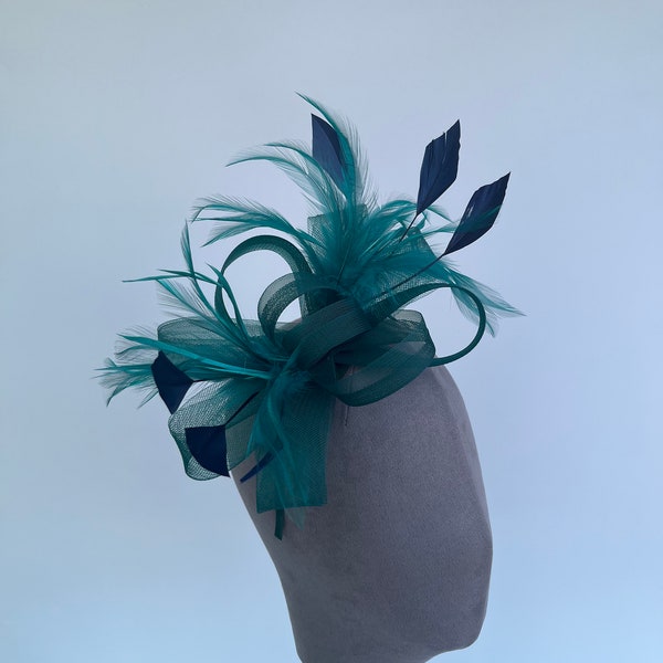Colors Accessories Mini Loop Feather Clip Fascinator Forest Green