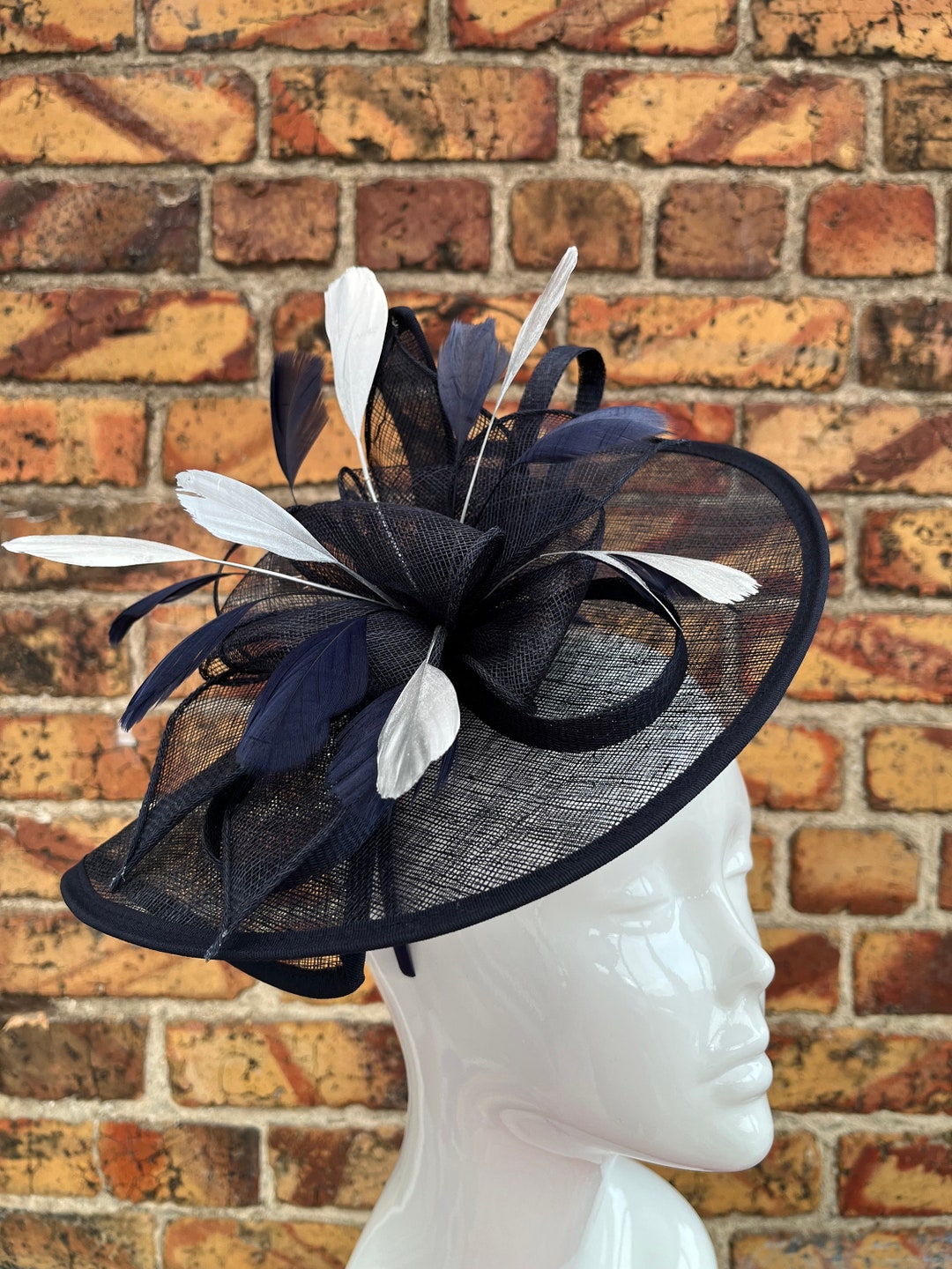 Fascinator Bleu Marine Avec Fleurs Et Plumes - Bandeau Et Clip - Style Vintage Pour Mariage, Fête, Cocktail