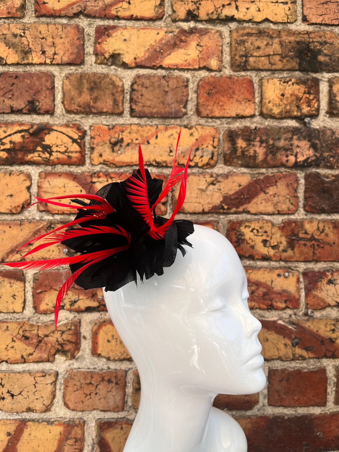 New Black and Red Feather Flower Clip Brooch Fascinator With  display picture 1