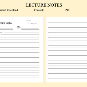 Wydrukowane notatki z wykładów- Wydrukowane- PDF- Szablon notatek dla studentów