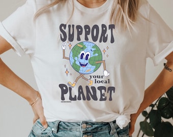 Planet Earth Conscious T-shirt, Unisex Nature Lover T-shirt, Milieuvriendelijk cadeau, Hiking Camping cadeau shirt, Bescherm Moeder Aarde, Klimaatverandering