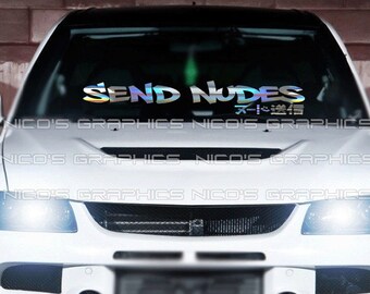 Send Nudes Japanese Windshield Graphic Decal Car Sticker Banner JDM Vinyl Japan