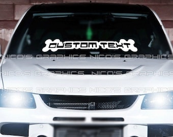 Custom Text Windshield Decal: Outline Car Sticker Banner